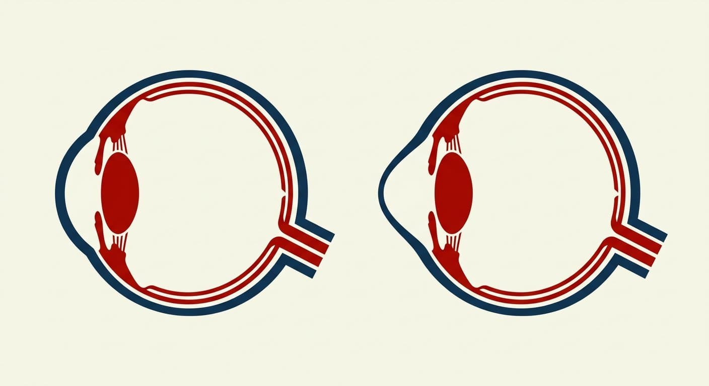 Il·lustració d'un ull amb còrnia cònica (queratocon)